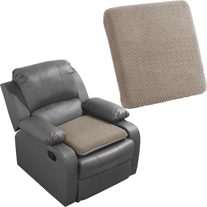 HOMBYS Tufted Furry Recliner Seat Cushion for Elderly Foam Curved Edge Large Square Seat Cushion for Recliner Chair, Floor Pillow, Office Chair, Car, No Pressure on Thighs(Brown)