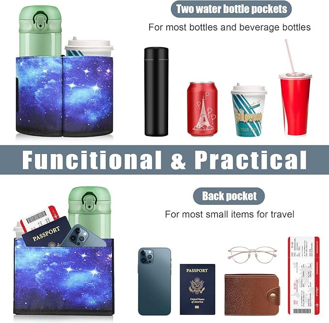 ACdream Luggage Cup Holder, Suitcase Drink Carrier, Free Hand Portable Water and Coffee Caddy Attachment, Flight Attendant Gift Gadgets, Airport Travel Accessories for Airplane, Blue Sky