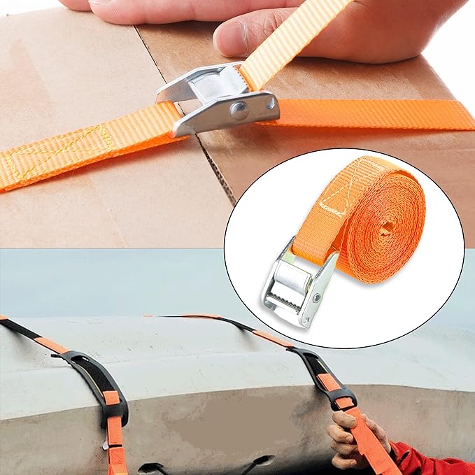 Cartman 1" x 12'Lashing Straps Cargo Tie-Down Strap Up to 600lbs, 10pk in Carry Bag, Orange