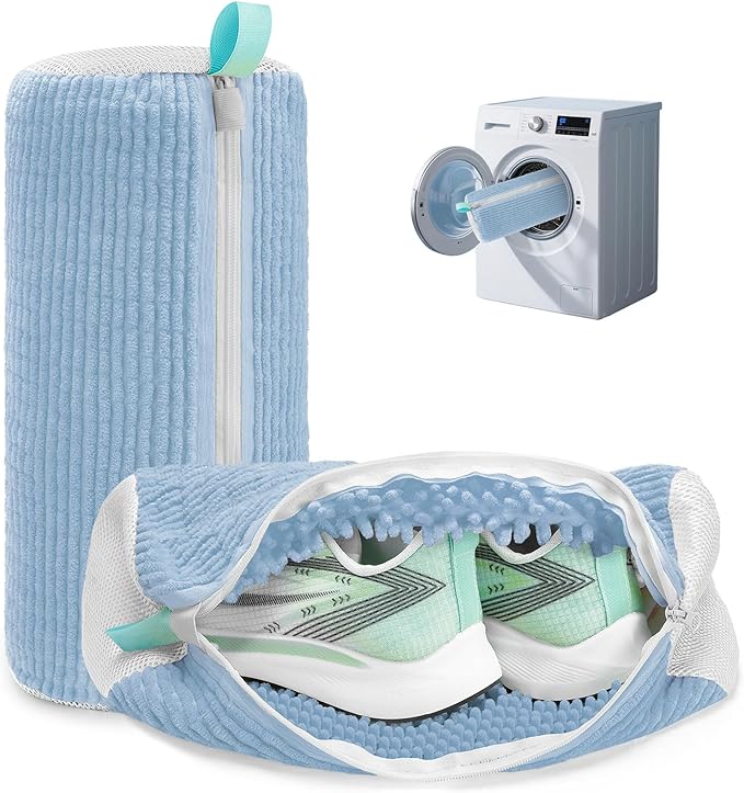Shoe Washing Machine Bag Laundry Shoe Bag for Washer and Dryer Reusable 2pc Shoe Cleaning Bags for Sneakers 360° Deep Cleaning Machine for All Shoes Types With Self-locking Zipper