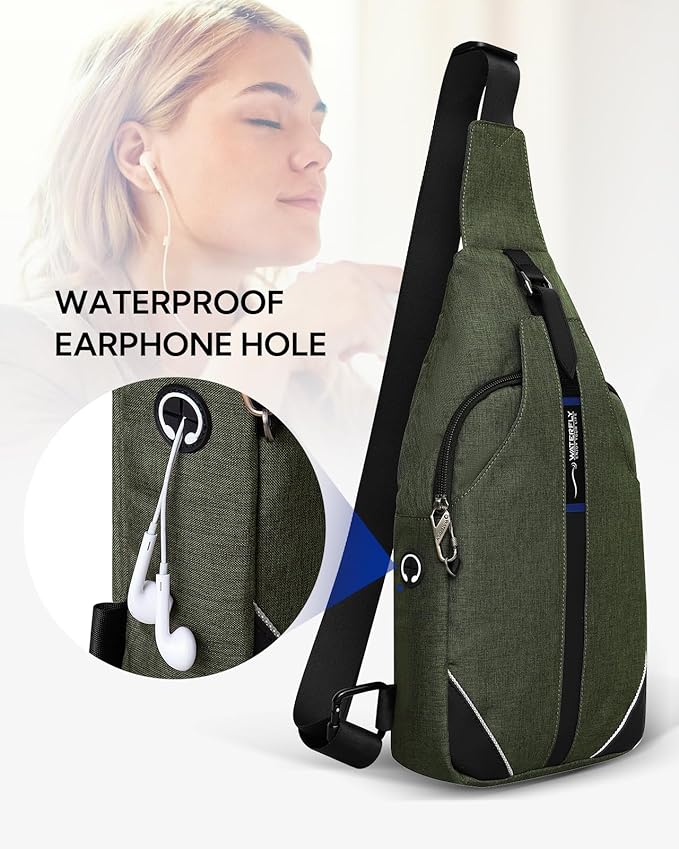 WATERFLY Medium Crossbody Sling Backpack Anti Theft Backpack for Traveling Chest Shoulder Bag