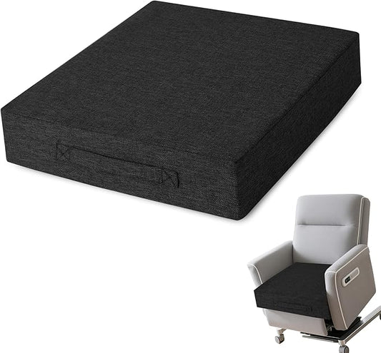AddGrace Recliner Cushions for Elderly Thick Seat Cushion 20"x20"x4" Chair Pads with Non Slip Backing and Washable Cover for Couch Armchair Chairs Black