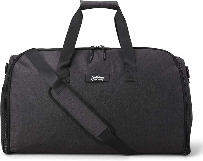 Halfday Convertible 2-in-1 Garment Duffel Weekender Bag 45L | Wrinkle-Free Travel, Hanging Suit Compartment, Shoe Pockets, Trolley Sleeve. Durable & Water-Resistant Carry-on, Shadow