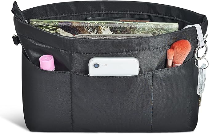 Vercord Premium Nylon Purse Organizer Tote Handbag Insert Organizers Bag in Bag Zipper 13 Pockets 5 Sizes