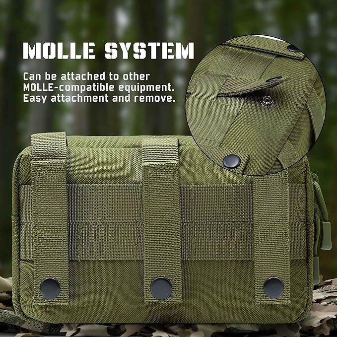 2 Pack 1000D Laser Cut Molle Pouches - Tactical Compact Water-Resistant Utility Admin Pouch for Vest Backpack Duty Belt Tactical Vests