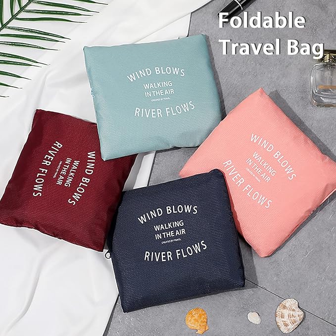 Foldable Travel Duffel Bag 2PCS Tote Carry on Luggage Bag Spirit Airlines Personal item Sports Gym Bag Water Resistant Weekender Overnight Bags for Women and Men (Green+Blue)
