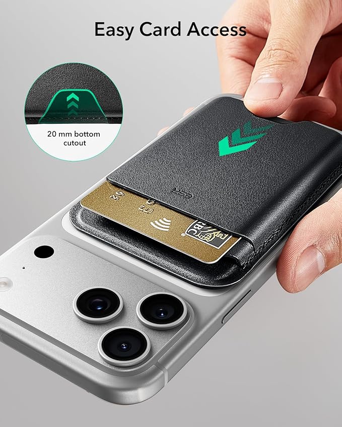 ESR for MagSafe Wallet, 5 Card Holder with RFID Blocking, MagSafe Sticker Included, Slim Magnetic Wallet for iPhone 17e/17/16/15/14/13/12 Series and Selected Samsung Devices, Not for 13/12 Mini, Black