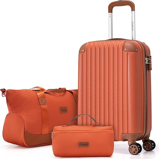 Carry On Luggage Sets 3 Piece, 20 Inch Luggage 22x14x9 Airline Approved with Wheels and TSA Lock, ABS Lightweight Hardshell Travel Suitcase Set with Duffel Bag Travel Bag for Men Women