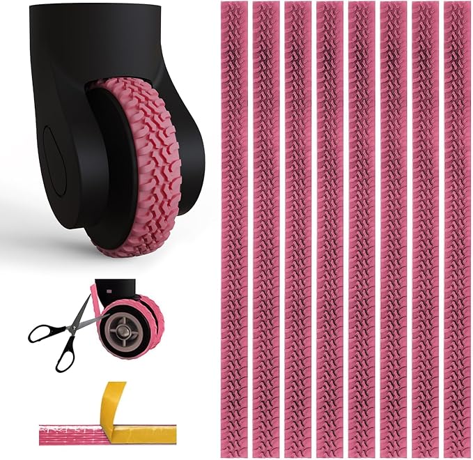 8Pcs Luggage Wheel Covers, Suitcases Wheel Covers, Silicone Luggage Protector, Durable, Mute and Shock Absorption, Waterproof (Pink Y)