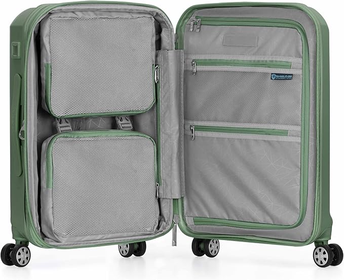 Traveler's Choice Pagosa Hardshell Expandable Luggage with Spinner Wheels, Green, 22-Inch Carry-on