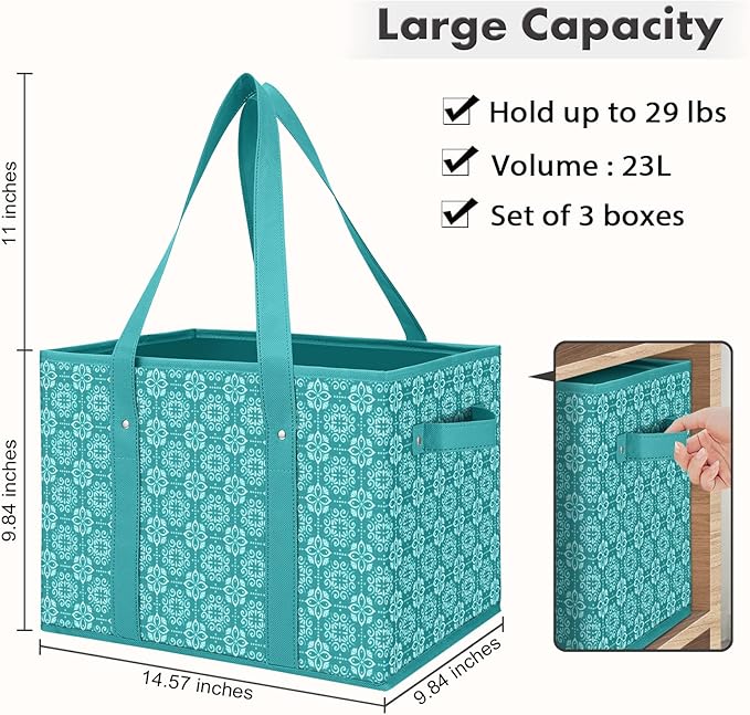 WISELIFE Reusable Grocery Bags 8 Pack,Large Grocery Tote Bag Water Resistant Shopping Bags Foldable Grocery Bag for Clothes,Shoes and Picnic,Green