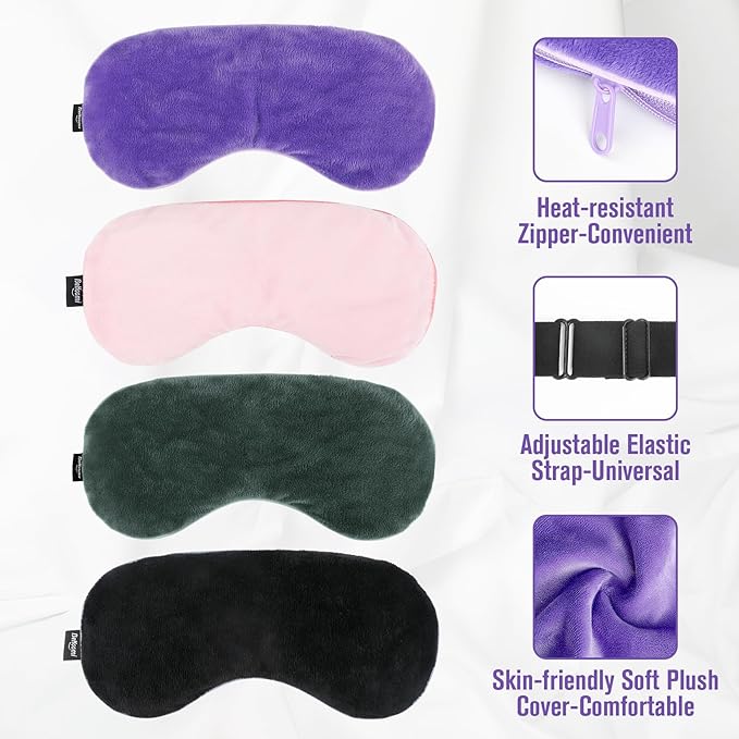 Heated Eye Mask, Microwave Moist Warm Compress for Eyes, Cooling Soothing Weighted Eye Mask for Sleeping, Reusable Sleep Eye Mask for Home & Office, Hot and Cold for Eye Relaxation (Purple)