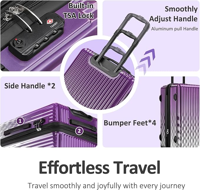 Cheched 22 inch Luggage with Spinner Wheels, Lightweight PC+ABS Hard Shell Suitcases, Expandbale Storage & TSA Aprovel Lock (22.2×15.2×10.4inch)