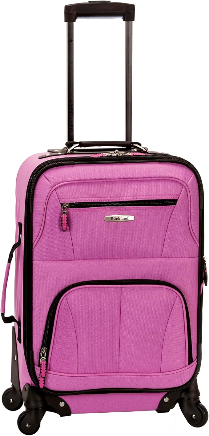 Rockland Pasadena Softside Spinner Wheel Luggage, Pink, Carry-On 20-Inch