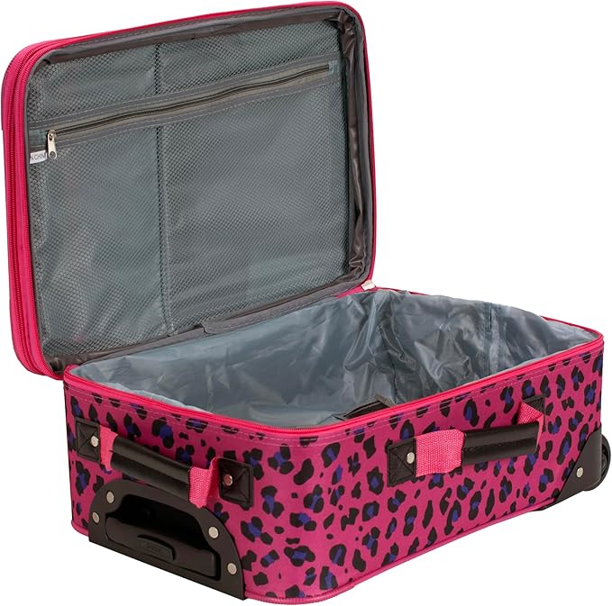 Rockland Fashion Softside Upright Luggage Set, Magenta Leopard, 2-Piece (14/19)