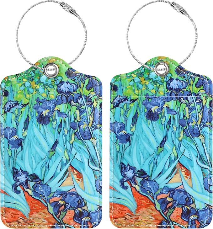 Luggage Tags for Suitcases, 2 Pack Cute PU Leather Luggage Tag TSA Approved with Stainless Steel Loop and Address Card Baggage Tag for Travel&Hotel Stays&Cruise Ships&Shipping and Mailing