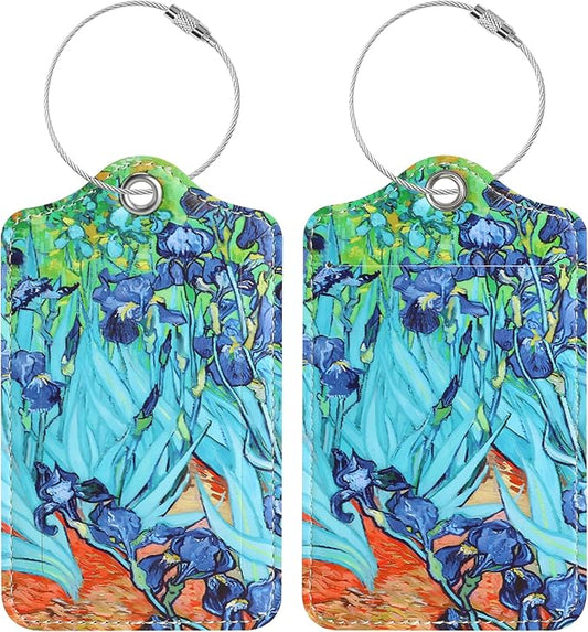 Luggage Tags for Suitcases, 2 Pack Cute PU Leather Luggage Tag TSA Approved with Stainless Steel Loop and Address Card Baggage Tag for Travel&Hotel Stays&Cruise Ships&Shipping and Mailing