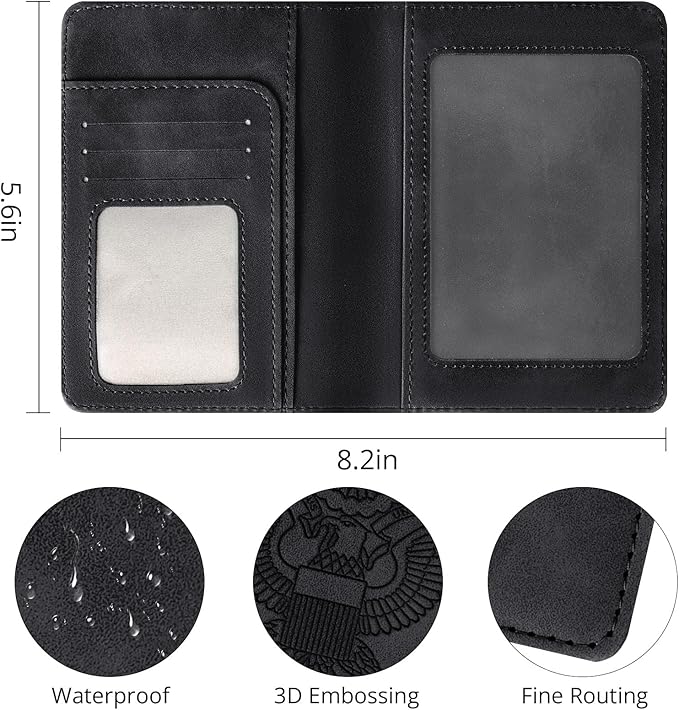 Passport Holder for Travel Essentials,RFID Blocking Passport Cover Wallet Card Case for Women and Men (Black)