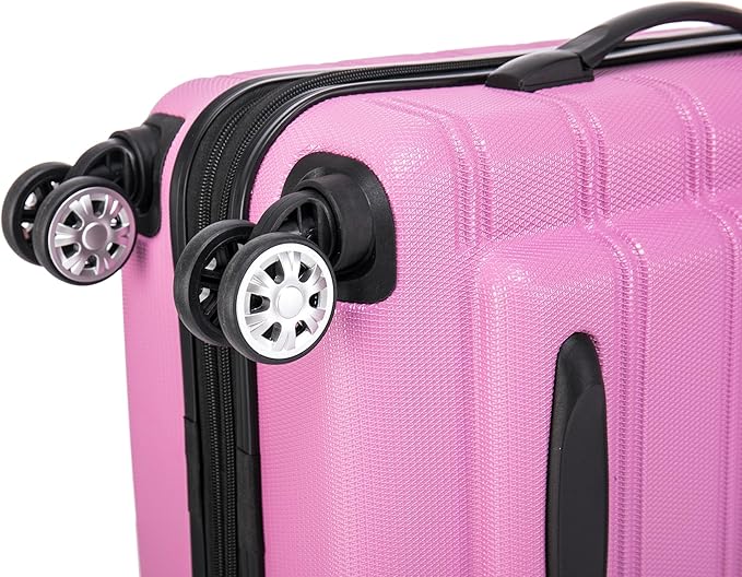 Rockland Melbourne Hardside Expandable Spinner Wheel Luggage Set, Pink, Carry-On 20-Inch and Tote 14-Inch