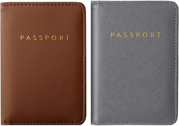 2 Pcs Passport Cover Holder for Travel Waterproof Leather Passport Wallet Case Book Travel Cruise Essentials for Women Men | 2 Pieces, Bridal, Holder, Waterproof, Holder Covers, Travel Wallet