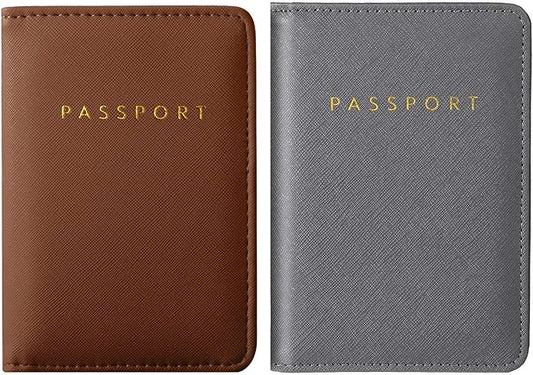 2 Pcs Passport Cover Holder for Travel Waterproof Leather Passport Wallet Case Book Travel Cruise Essentials for Women Men | 2 Pieces, Bridal, Holder, Waterproof, Holder Covers, Travel Wallet