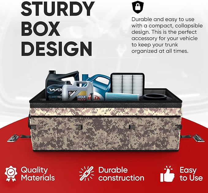 FORTEM Trunk Organizer For SUV Car Trunk Organizer, Foldable Storage, Car Accessories for Women Men, Collapsible Bag, Perfect Christmas Gifts, 600D Oxford, Non Slip Bottom, Straps, Soft Cover (85L)