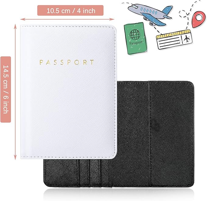 2 Pcs Passport Cover Holder for Travel Waterproof Leather Passport Wallet Case Book Travel Cruise Essentials for Women Men | 2 Pieces, Bridal, Holder, Waterproof, Holder Covers, Travel Wallet