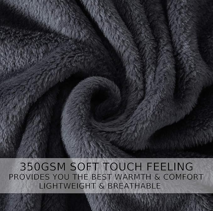 HOZY Soft Blanket Twin/Twin XL Fleece Warm Fuzzy Throw Extra Long Blankets for The Bed Sofa Lightweight Dark Grey 66"*90"
