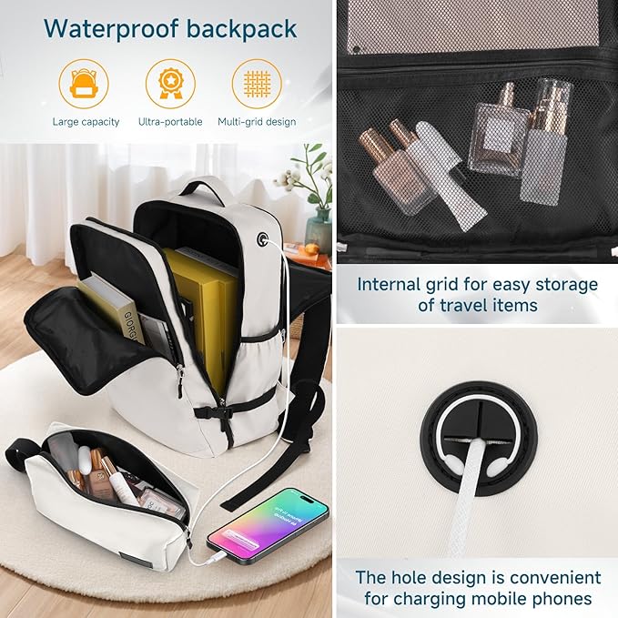Hoteel Luggage Sets 3 Piece, 4-Year Warranty, Carry-On Luggage with Dual-Spinner Wheels, PC+ABS Hardside Suitcase Set with TSA Lock, Durable Carry On Suitcase, Beige(20IN/DB/TB)