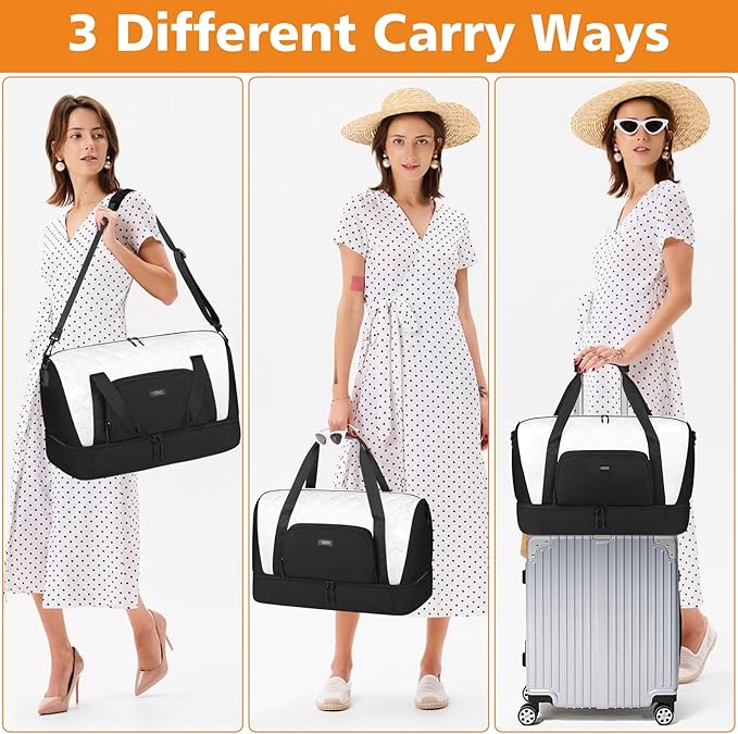 Travel Weekender Bag for Women, 21" Overnight Bag with Shoe Compartment 50L Large Travel Duffel Bag Carry On Tote for Weekend, Overnight, Business Trips, Water Resistant