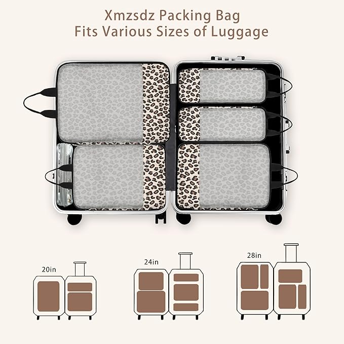7 Pcs Compression Packing Cubes for Travel Luggage, Lightweight Suitcase Organizer Bags Set, Compression Packaging Cube for Travel Essentials, Packing Cubes for Carry on Suitcase