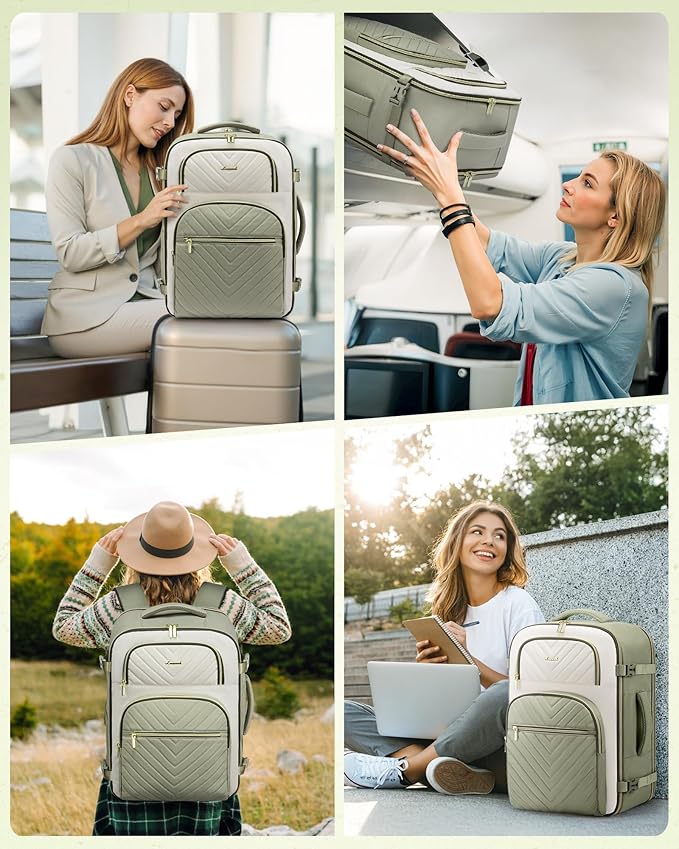 LOVEVOOK Travel Backpack Carry on Flight Approved 40L,Waterproof TSA Travel Essentials Personal Item Backpack for Women Men,Large Carry on Luggage Suitcase Travel Bag for Airplane with 3 Packing Cubes