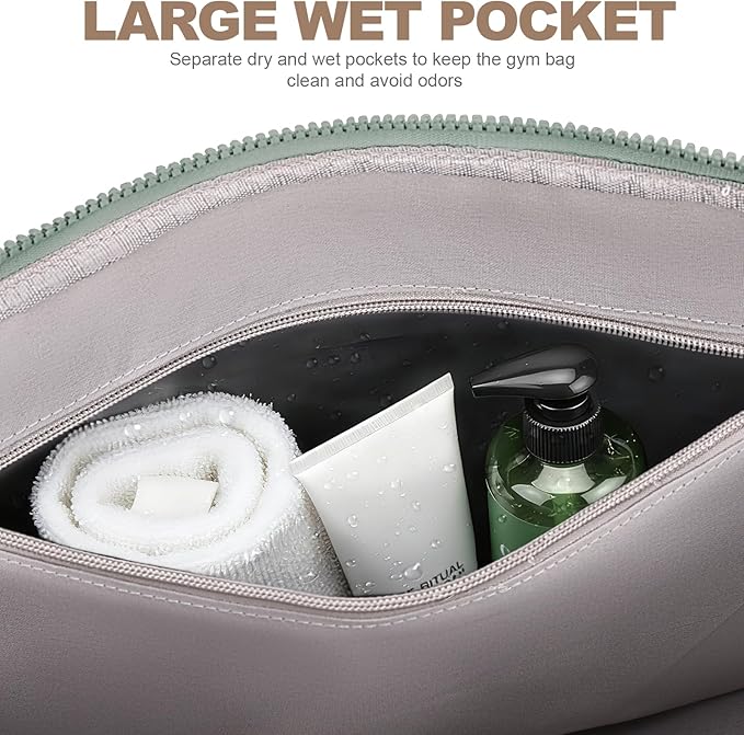 Gym Bag for Women, Duffle Weekender Bags for Travel, Lightweight Weekender Tote with Wet Pocket for Sports, Workout and Dance Green