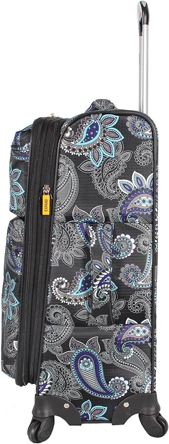 LUCAS Designer Luggage Collection - Expandable 24 Inch Softside Bag - Durable Mid-sized Ultra Lightweight Checked Suitcase with 4-Rolling Spinner Wheels (Diva)