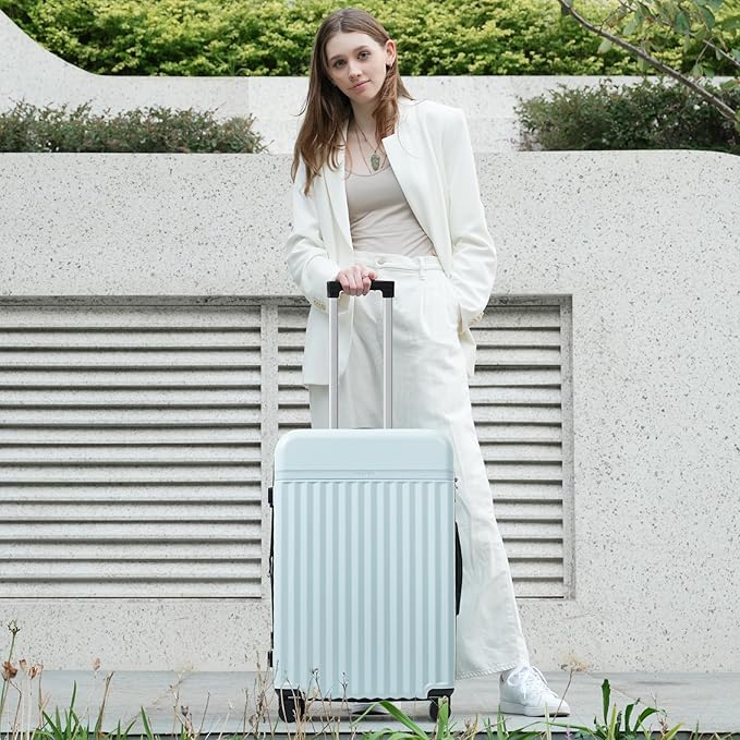 Merax 3 Piece Luggage Sets, Hardside Lightweight Carry on Suitcase,Durable Expandable Luggage with Travel Bags Spinner Wheels and TSA Lock,Light Blue