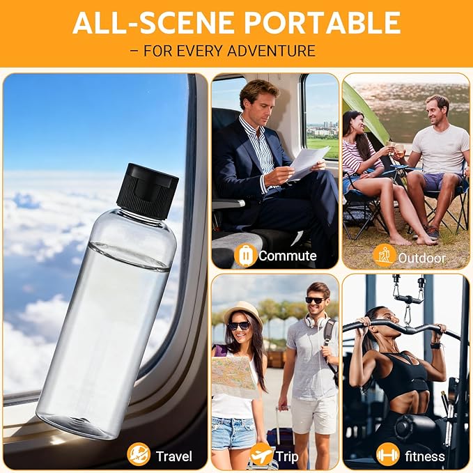 5 Pack 3.4 oz Travel Bottles for Toiletries, TSA Approved Leak Proof Refillable Travel Size Containers, Clear Plastic Shampoo Bottles for Lotion Conditioner