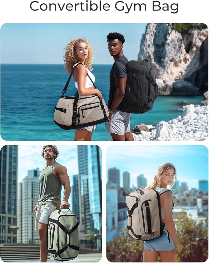 BAGSMART 4-IN-1 Gym Bag for Women Men, TSA Lightweight Duffle Bag for Travel with Shoe Compartment & Wet Pocket, 22L/30L/38L Tactical Backpack with 40oz Water Bottle Holder