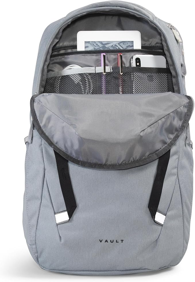 The North Face Vault Everyday Laptop Backpack - Commuter Travel Bag, Water-Repellent Finish, Spacious Compartment, Mid Grey Dark Heather/TNF Black-NPF, One Size