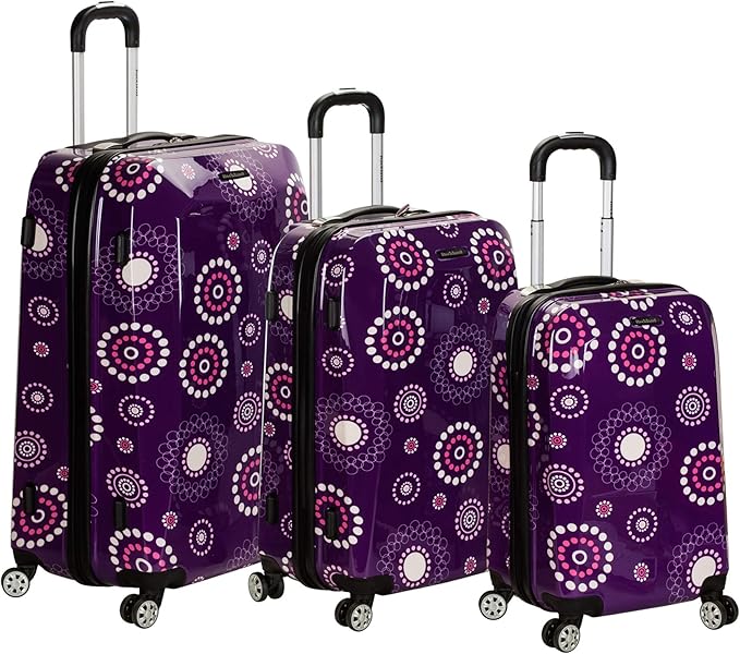 Rockland Vision Hardside Spinner Wheel Luggage, Purple Pearl, 3-Piece Set (20/24/28)