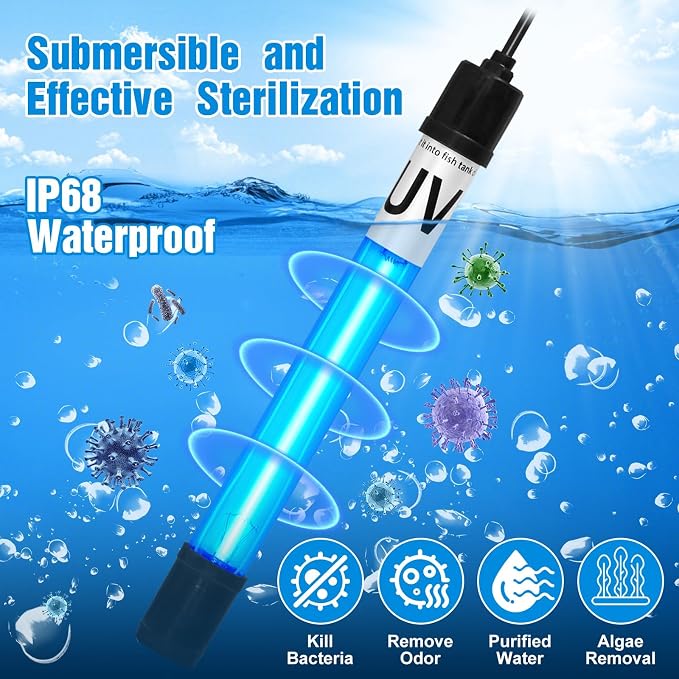 Aquarium Light 9W for 75-200 Gallon CTUV-H10F/ P10F Replacement Bulb Submersible Clean Green Lamp for Cloudy Fish Tank Pond Pools Fountains Crystal Clear