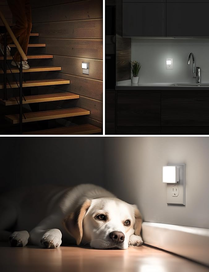 L LOHAS LED Night Light,Night Lights Plug into Wall, Dusk-to-Dawn Sensor | Plug in Night Light,5000K Daylight White 0.3W Bright Nightlight Auto-On/Off for Bedroom Bathroom Hallway [6-PACK]