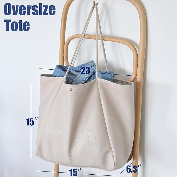 Oversize Pu Leather Tote Women Weekender Bag Shopper Handbag Travel Purse