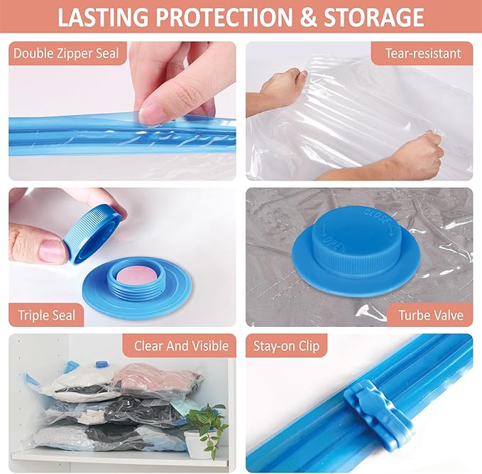 Cozy Essential Travel Vacuum Storage Bags with Rechargeable Cordless Electric Pump, Space Saver Bags for Luggage, Suitcase, Carry-On, for Clothes, Blankets, Comforters, Pillows, 16 Combo