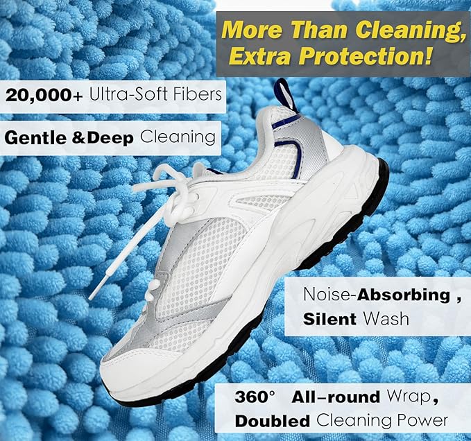 Shoe Washing Machine Bag,Laundry Shoe Bag for Washer and Dryer,Reusable Shoe Cleaning Bag for Sneakers,Tennis Shoes,With Self-locking Zipper, Microfiber Inside,Include Shoe Bag (Pro Blue - 2 Pack)