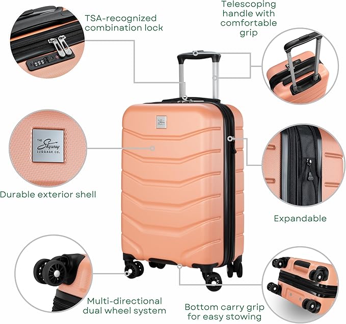 Skyway Luggage Silverton Hardside Collection – Lightweight Durable Suitcases with Wheels, Expandable Luggage for Travel Essentials with TSA Lock, 28-inch Large Checked, Papaya Punch