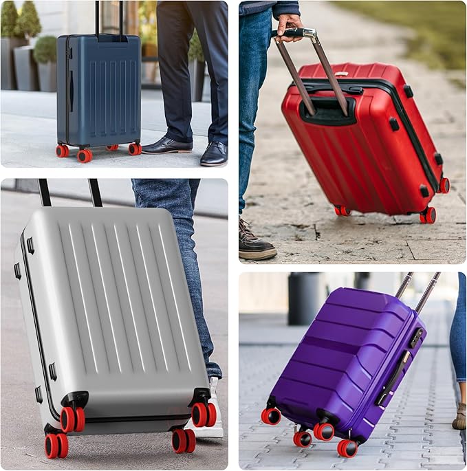 AWINNER Luggage Wheel Covers 8 Pack Upgraded,Silicone Luggage Wheel Protector Covers for most 8 Spinner Wheel Suitcases or Office Chair Caster,Durable,Mute and Shock Absorption (Red)
