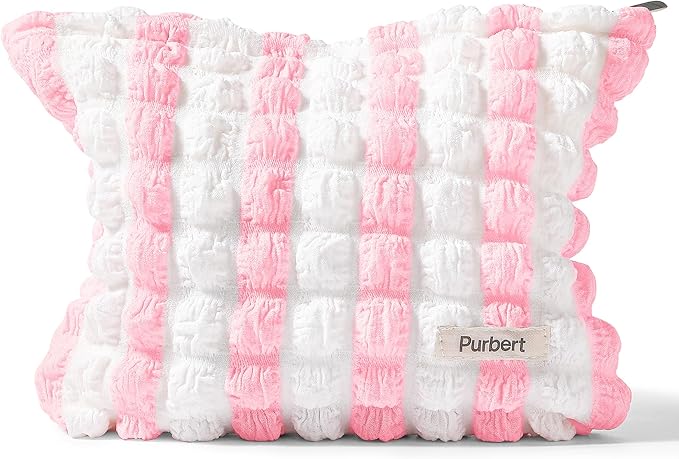 Makeup Bag, Bubble Cloud Travel Cosmetic Bag Organizer, Large Capacity Toiletry Make Up Bags with Zipper for Women and Girls, Pink-White