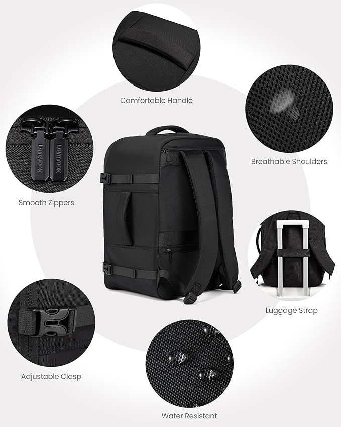 LOVEVOOK Travel Backpack for Men, 40L Carry on Backpack Flight Approved with 3 Packing Cubes, Extra Large Personal Item Bag Fit 17.3 inch Laptop for Business Trip Weekender, Waterproof Daypack, Blue