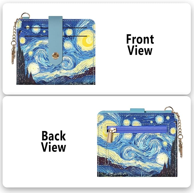 Airkit Small Wallets Woman RFID Blocking Leather Credit Card Holder - with ID Window - Card Wallets for Women - with Zipper Coin Purse - Keychain Wallet