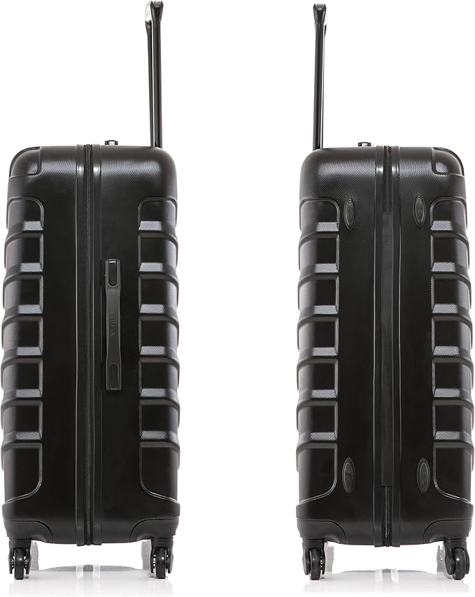 InUSA ENDURANCE Luggage with Spinner Wheels | Durable Lightweight Hardside Suitcase, Spacious Travel Bag with Handle and Trolley | 28-Inch Large Checked | Black